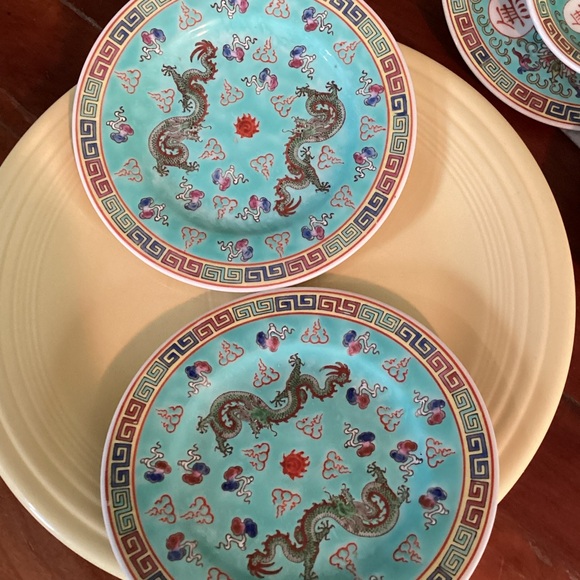 Vintage Other - 🐉 CHINESE DRAGONS FAMILLE LOTUS Vintage  6 1/4” STAMPED Made 06 China  1 of 2